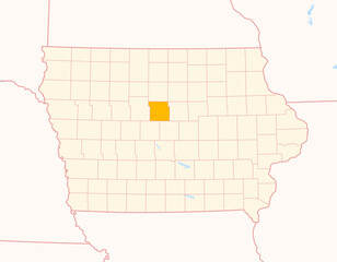Map of the County Hamilton (Iowa, US) showing the Federal State with the highlighted County