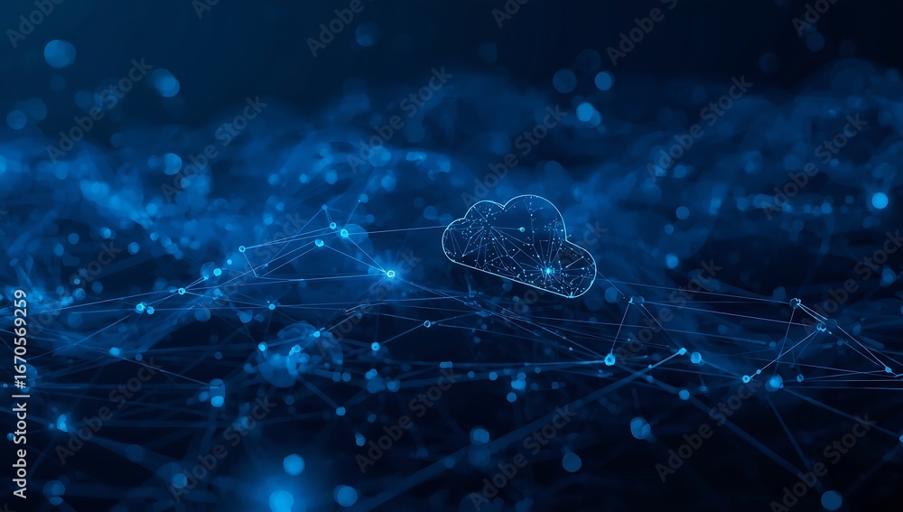 Poster a mesmerizing abstract blue digital network connection background, showcasing technology, communicat