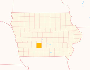 Map of the County Madison (Iowa, US) showing the Federal State with the highlighted County