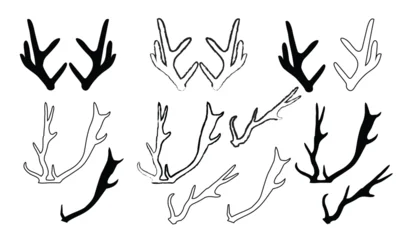 Fotobehang Hipster Dieren Set of vector deer antlers and horns  © creativehouse24