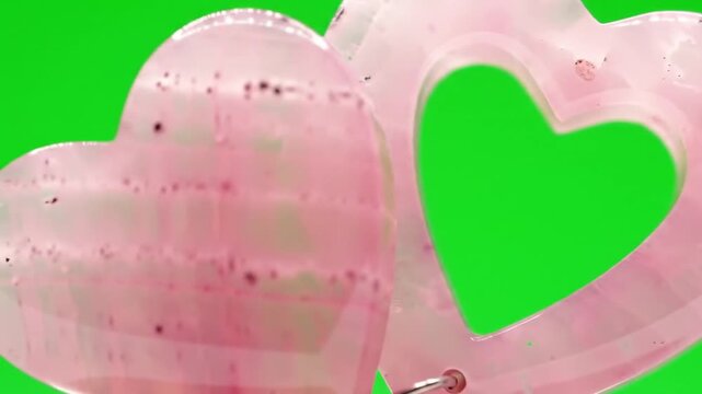pink heart on a green background
