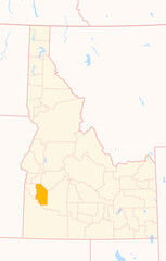 Map of the County Ada (Idaho, US) showing the Federal State with the highlighted County