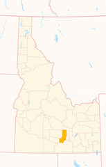 Map of the County Minidoka (Idaho, US) showing the Federal State with the highlighted County