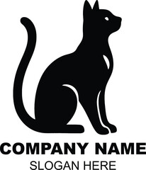 Elegant Black Cat Silhouette Logo Design for Animal Lovers and Wildlife Enthusiasts