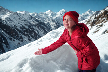 garota de férias em lugar com neve 