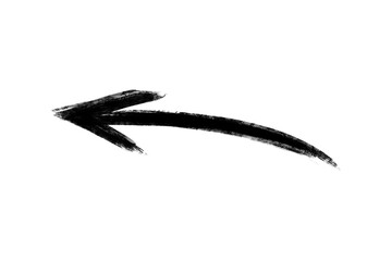 Hand Painted Brush Arrow Curved to Left