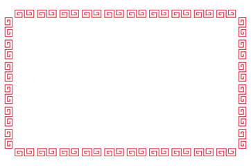 Oriental Red Square Border Illustration