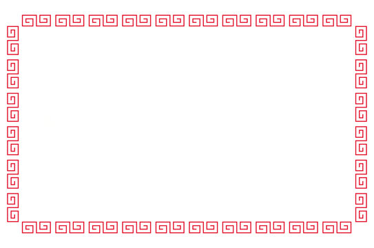 Oriental Red Square Border Illustration