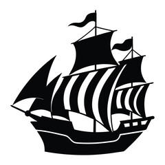 pirate ship isolated vector on white background