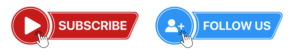 Subscribe Follow Us Badge vector illustration with label design, call-to-action button for social media apps and online engagement