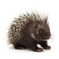 A single porcupine with its distinctive spiky quills, captured in a close-up shot