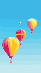 Colorful hot air balloons floating