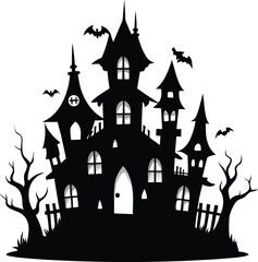 bundle of haunted house silhouettes clean white