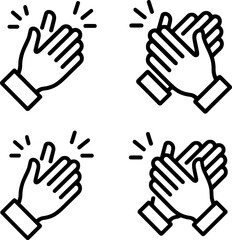Obraz premium Four Iconographic Representations of Clapping Hands in a Grid Layout