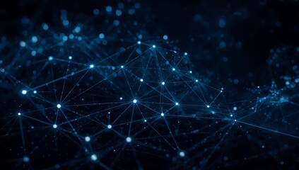 Abstract digital network connection background with glowing dots and lines representing data flow and communication in a technological world