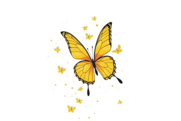 yellow butterflies with a simple design on a white void, offering a clean and aesthetically pleasing composition.