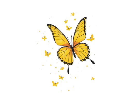 yellow butterflies with a simple design on a white void, offering a clean and aesthetically pleasing composition.