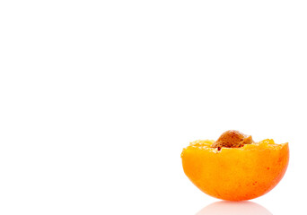 Ripe organic apricots isolated on white background, macro.