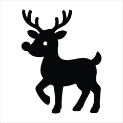 Obraz premium Vector cartoon illustration of a cute wild reindeer with antlers carrying a Christmas tree on its back