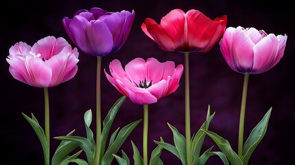 Fototapeta premium Radiant Tulips in Elegant Floral Still Life