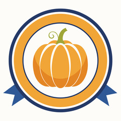 pumpkin inside circular badge design clean whit.