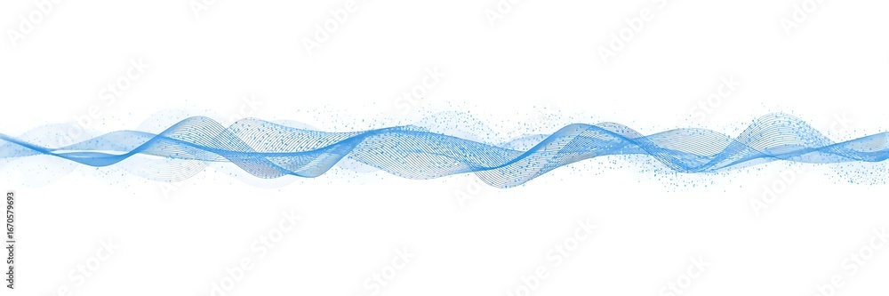 Aufkleber abstract blue wave line with dot on white background, flowing curve design element for website banne