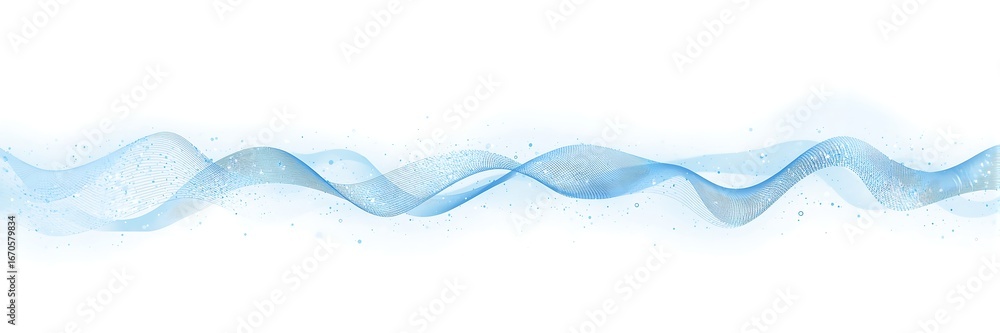 Aufkleber abstract blue wave line with dot on white background, flowing curve design element for website banne