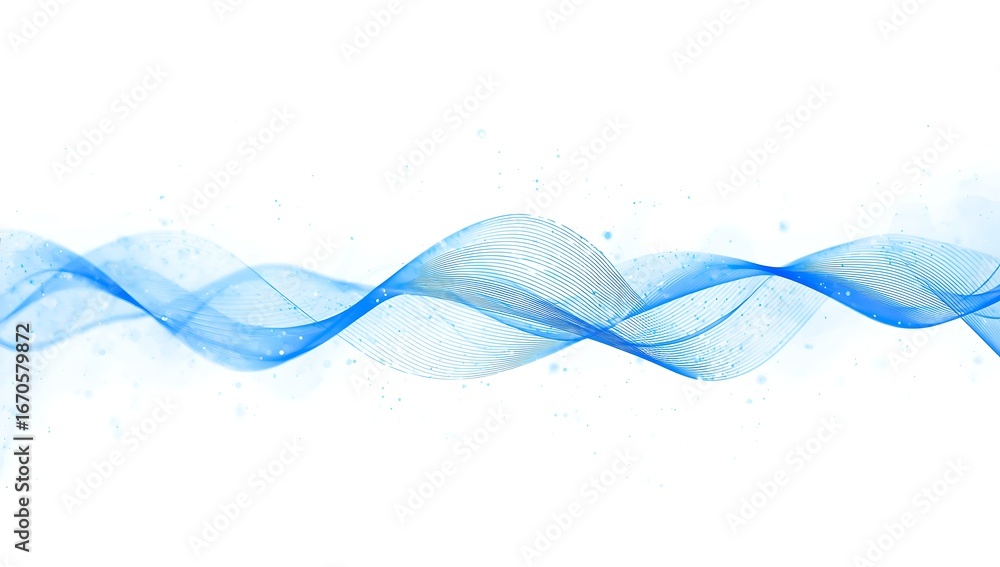 Poster abstract blue wave isolated on white background with a dynamic and flowing design, perfect for moder