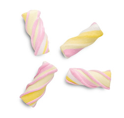 Isolated Colorful Twisted Marshmallows