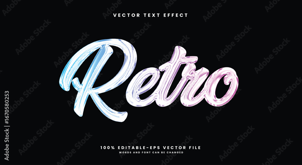 Poster retro 3d editable text effect template suitable for chrome style