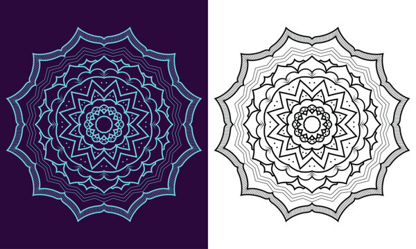 Line drawing mandala circular ornament