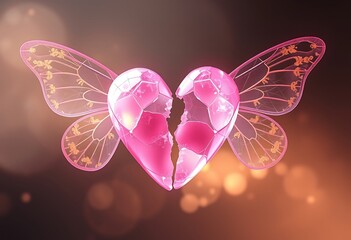 Fototapeta premium Two Hearts as Interlocking Butterflies