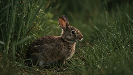 Fototapeta premium Curious Rabbit in a Golden Meadow