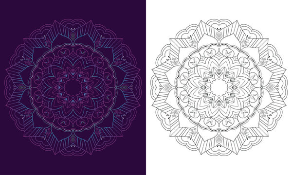 Retro Geometric Mandala Line Pattern