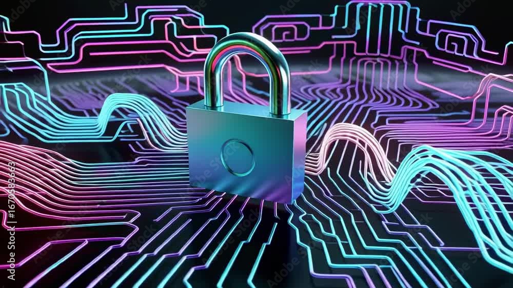 Aufkleber cybersecurity protection lock digital security data privacy network safety technology secure access