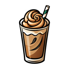 Refreshing iced coffee with creamy milk swirl vector illustration, perfect beverage artwork for café menu, branding, posters, and digital design projects