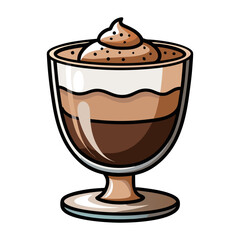 Delicious tiramisu dessert in a glass cup with cocoa dusting vector illustration, perfect Italian sweet treat artwork for food lovers