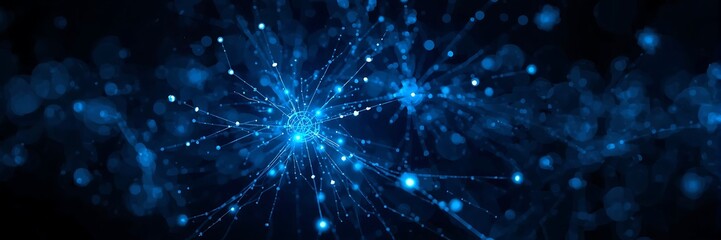 Abstract blue network connection with data and technology, representing the digital internet, science communication and futuristic system