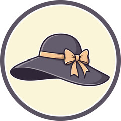 Elegant wide brim sun hat with ribbon bow summer fashion accessory vector