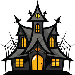  haunted house with spider web roof design clean 