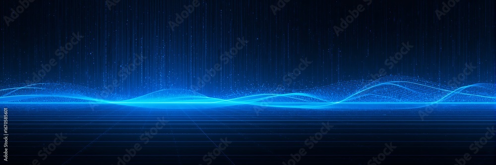 Fototapete futuristic abstract technology background with digital data stream, network connection, and artifici