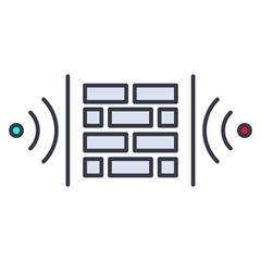 Communication Barrier Icon. A modern, flat line illustration representing a communication barrier