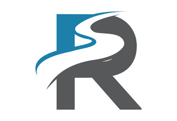 Initial Letter R with backspace S or pathway Logo design vector template