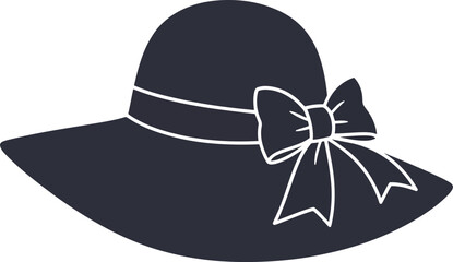 Elegant woman's wide brim sun hat with decorative bow summer fashion accessory vector