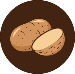 Delicious fresh potatoes whole and halved healthy root vegetable food icon vector