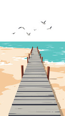 Obraz premium Wooden pier extending into ocean