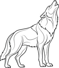 Obraz premium Howling wolf line drawing on a plain background, animal illustration