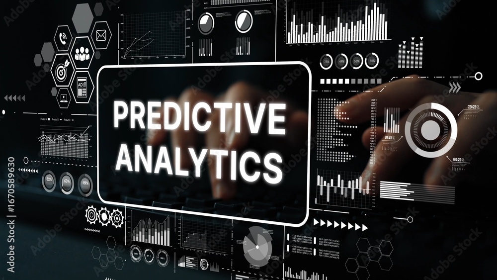 Leinwandbilder comprehensive overview of predictive analytics with visual data displays and user interaction on dig