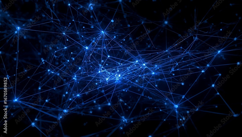 Aufkleber abstract blue network connection and data transmission, digital technology and communication concept
