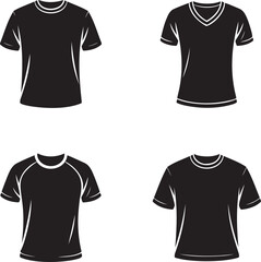T shirt silhouette set vector illustration isolated on transparent background